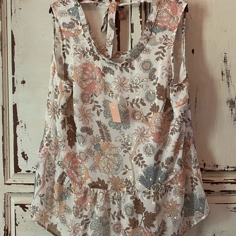 LOFT peplum blouse with tie back